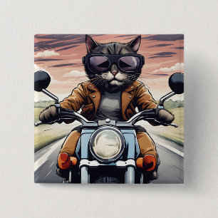Katze auf dem Motorrad Button