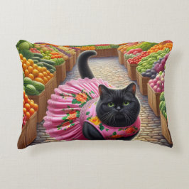 Katze auf dem Obstmarkt Dekokissen