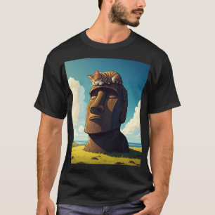Katze auf der Osterinsel Moai T-Shirt