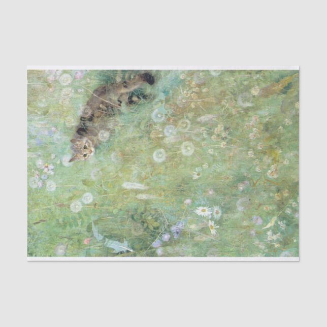 Katze auf der Sommerwiese, Bruno Liljefors Seidenpapier (Vorderseite)