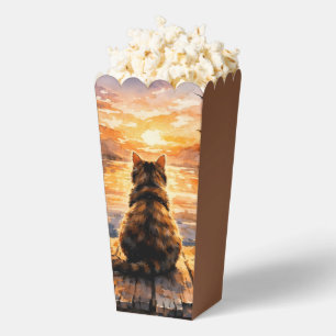 Katze auf Dock bei Sonnenuntergang Geschenkschachtel