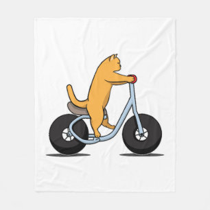 Katze auf einem Bike Funny Cat Lover und Bicyclik Fleecedecke