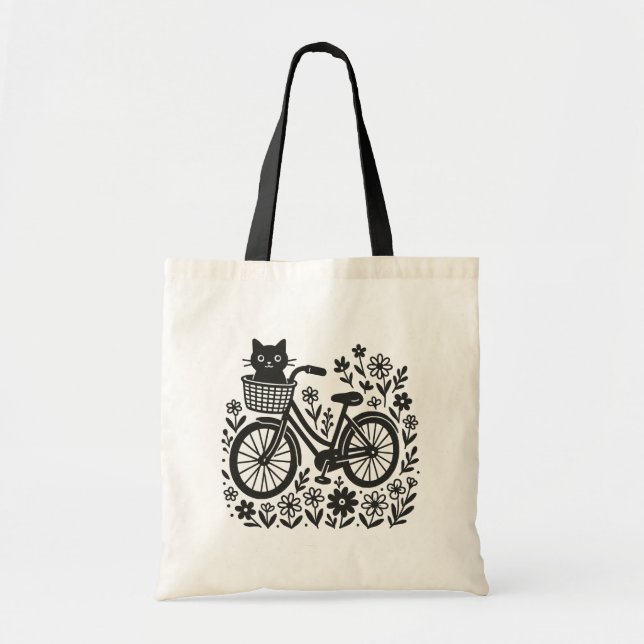 Katze auf einem Bike Tragetasche (Vorne)