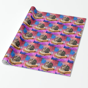 Katze auf einem Brot im Weltraum Geschenkpapier