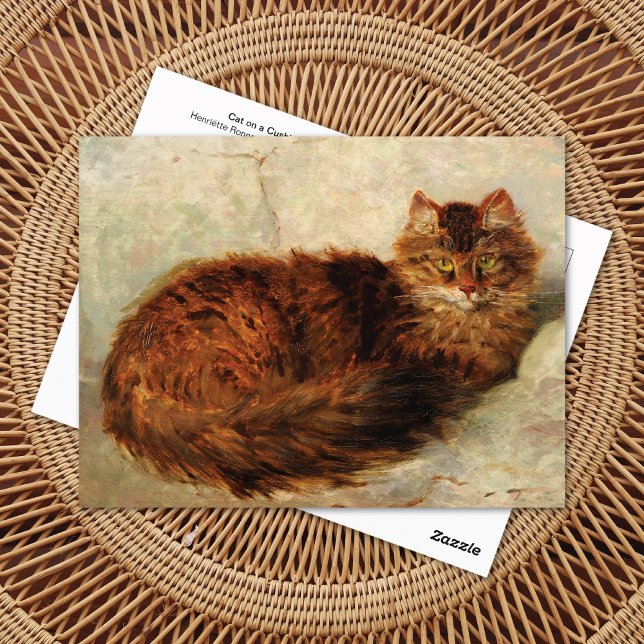 Katze auf einem Cushion Henriëtte Ronner-Knip Postkarte (Von Creator hochgeladen)