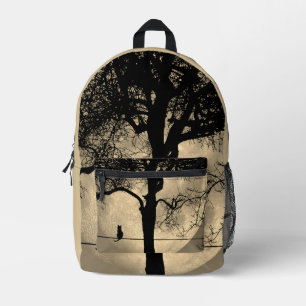 Katze auf einem Draht Vollmond Bedruckter Rucksack