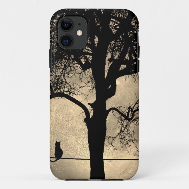 Katze auf einem Draht Vollmond Case-Mate iPhone Hülle (Rückseite)