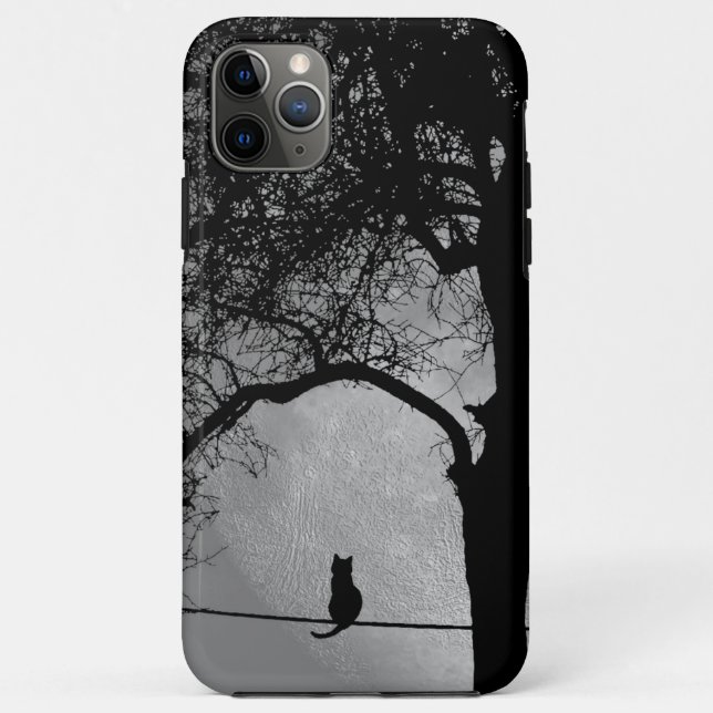 Katze auf einem Draht Vollmond Case-Mate iPhone Hülle (Rückseite)