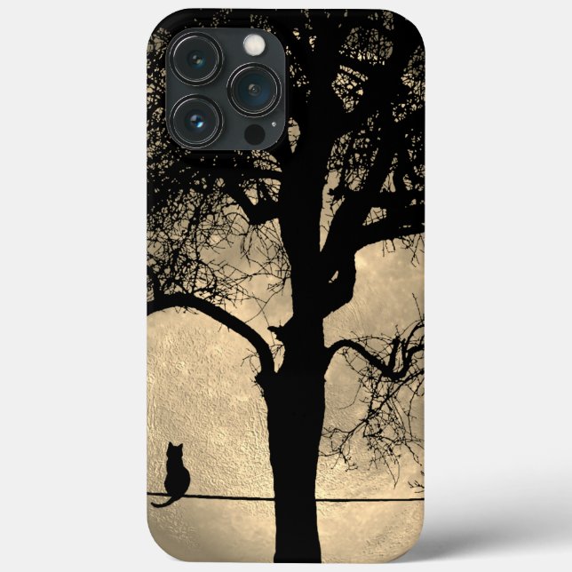 Katze auf einem Draht Vollmond Case-Mate iPhone Hülle (Rückseite)