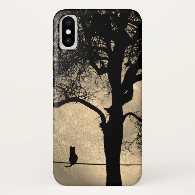 Katze auf einem Draht Vollmond Case-Mate iPhone Hülle (Rückseite)
