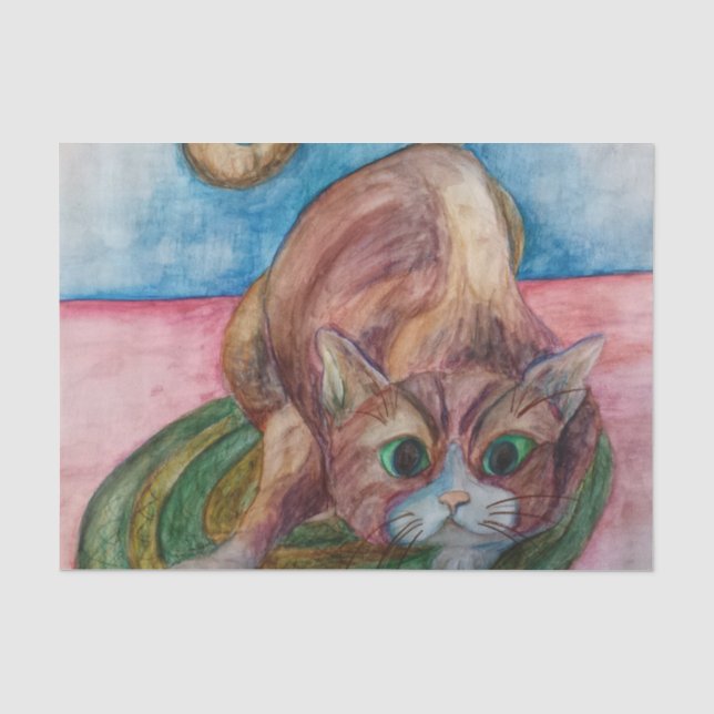 Katze auf einem MattenSeidenpapier Seidenpapier (Vorderseite)
