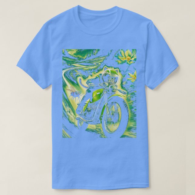 Katze auf einem Motorrad Funny und Cicadas 2024 T-Shirt (Design vorne)