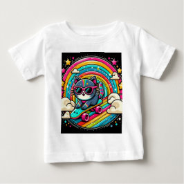 Katze auf einem Skateboard Baby T-shirt