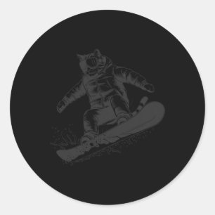 Katze auf einem Snowboard Snowboard Cat Lover für  Runder Aufkleber