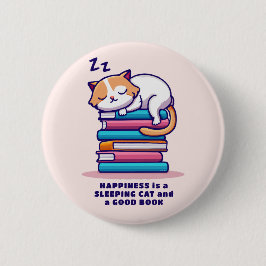Katze auf einem Stapel Bücher Niedlich Personalisi Button