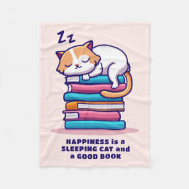 Katze auf einem Stapel Bücher Niedlich Personalisi Fleecedecke