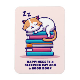 Katze auf einem Stapel Bücher Niedlich Personalisi Magnet
