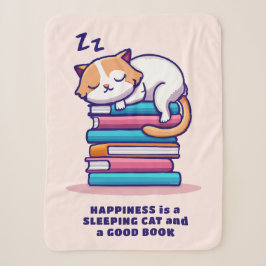 Katze auf einem Stapel Bücher Niedlich Personalisi Sherpadecke