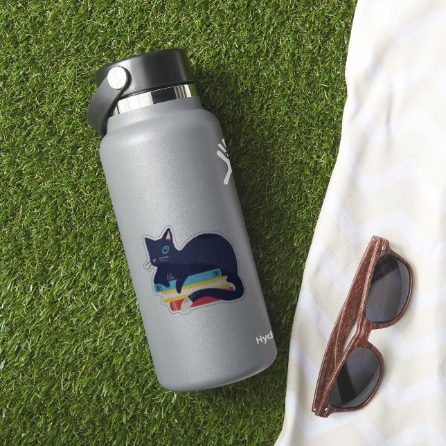 Katze auf einem Stapelaufkleber Aufkleber (HydroFlask Insitu)