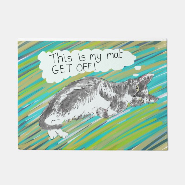 Katze auf einer matte böse Katzen Tür Eingang (Vorderseite)