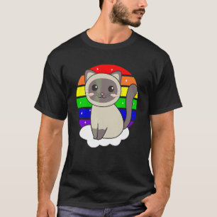 Katze auf Einhorn Regenbogen Tiere Süße Einhörner T-Shirt