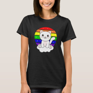 Katze auf einhornigen Regenbogentieren Niedliche H T-Shirt