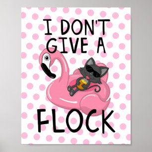 Katze auf Flamingo mit Ananas und rosa Tupfen Poster