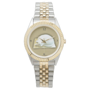 Katze auf Gold Box II Armbanduhr