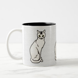 Katze auf Grau von Julie de Graag sitzend Zweifarbige Tasse