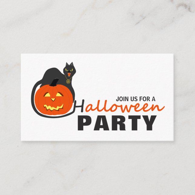 Katze auf Kürbis, Halloween-Party Ticket Einladung (Vorderseite)