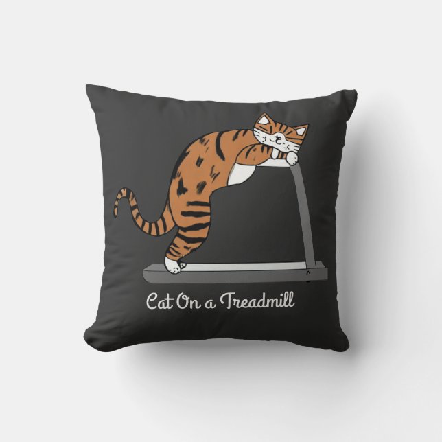 Katze auf Laufband Kissen (Vorderseite)
