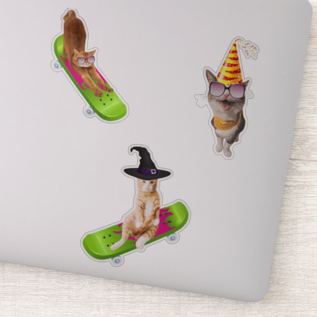 Katze auf Skateboard Aufkleber (Detail)