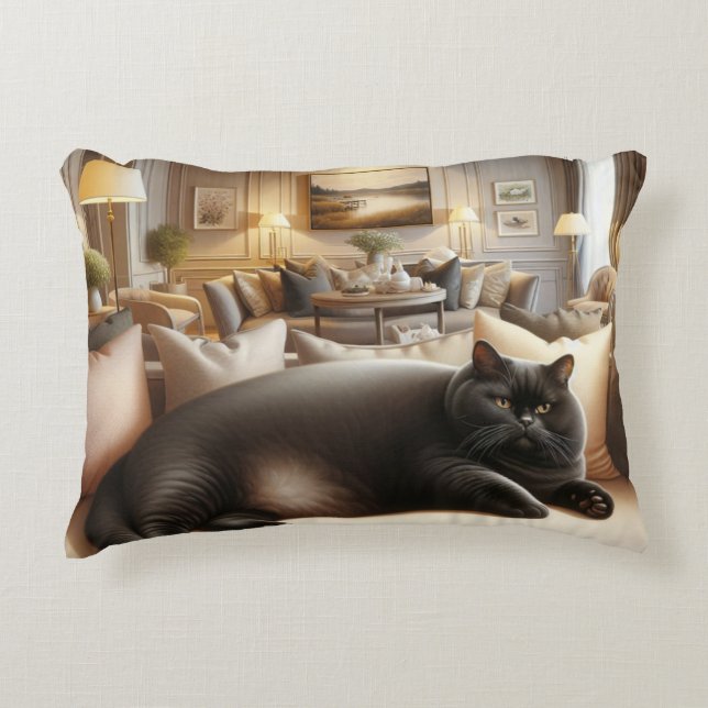 Katze auf Sofa so gemütlich Dekokissen (Vorderseite)