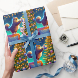 Katze auf Sofa Stehend, um Weihnachtsbaum zu dekor Geschenkpapier