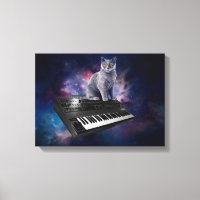 Katze auf Synthesizer im Weltraum