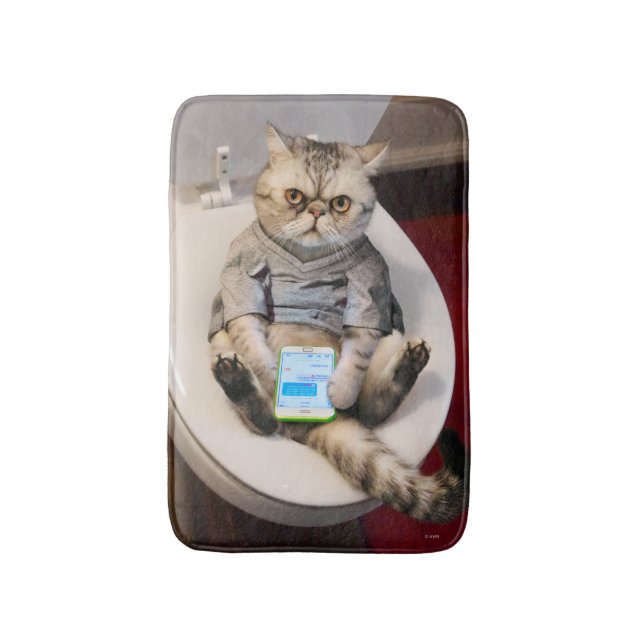 Katze auf Toilette Badematte (Vorderseite Vertikal)