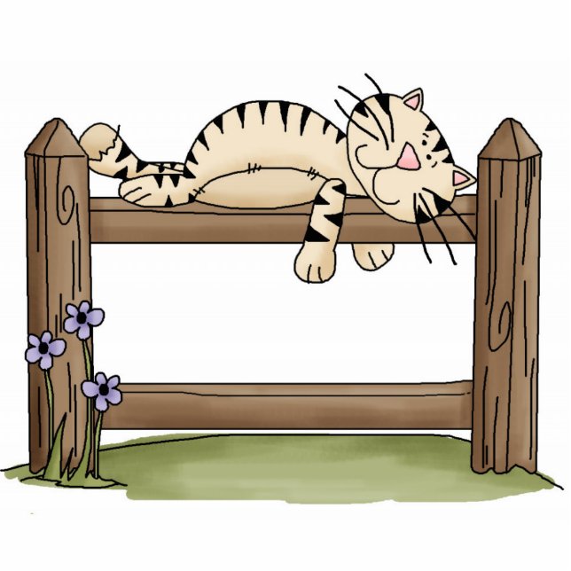 Katze auf Zaun-Ornament Fotoskulptur Ornament (Vorne)
