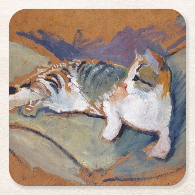 Katze, August Macke Square Paper Untersetzer (Vorderseite)