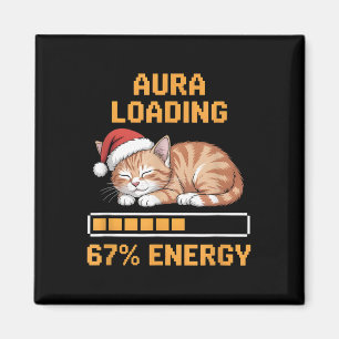 Katze Aura lädt 67 Prozent Energie Lustiges Gen Z Magnet