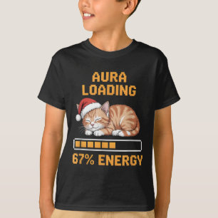 Katze Aura lädt 67 Prozent Energie Lustiges Gen Z T-Shirt