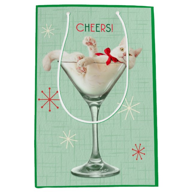 Katze aus Martini-Glas Mittlere Geschenktüte (Vorderseite)