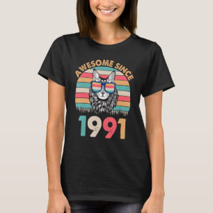 Katze Awesome Seit 1991 Alles Gute Zum Geburtstag T-Shirt