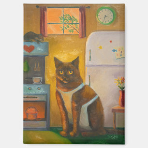 Katze backt Muffin in der Cottage-Küche Magnet