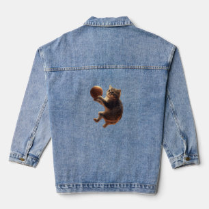 Katze Basketball spielen Funny Cats Mama Meow Kitt Jeansjacke
