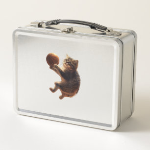 Katze Basketball spielen Funny Cats Mama Meow Kitt Metall Brotdose