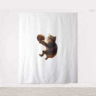 Katze Basketball spielen Funny Cats Mama Meow Kitt Wandteppich
