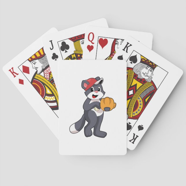 Katze bei Baseball mit Baseball-Handschuh.PNG Spielkarten (Rückseite)