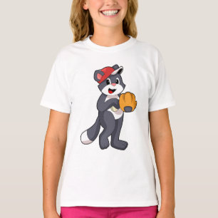 Katze bei Baseball mit Baseball-Handschuh.PNG T-Shirt