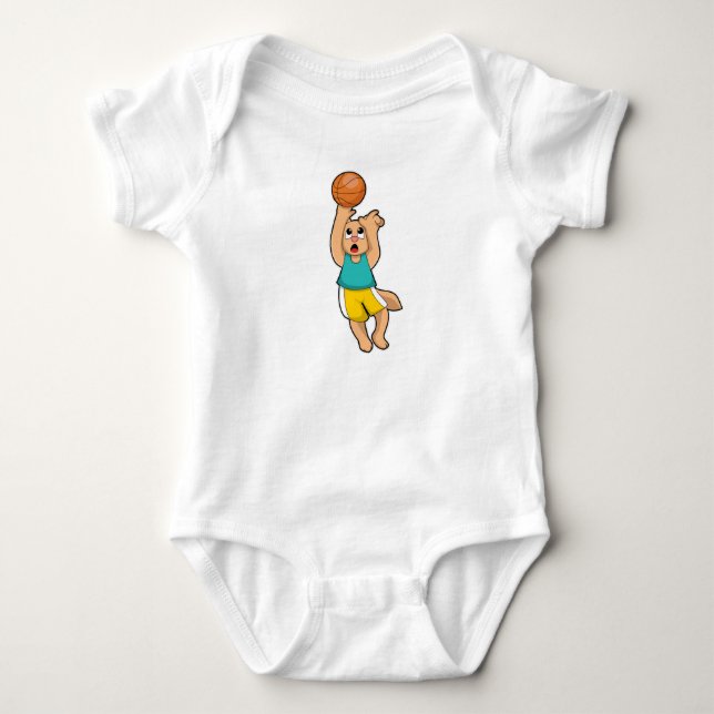 Katze bei Basketball Sports Baby Strampler (Vorderseite)