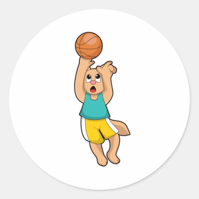 Katze bei Basketball Sports Runder Aufkleber (Vorderseite)
